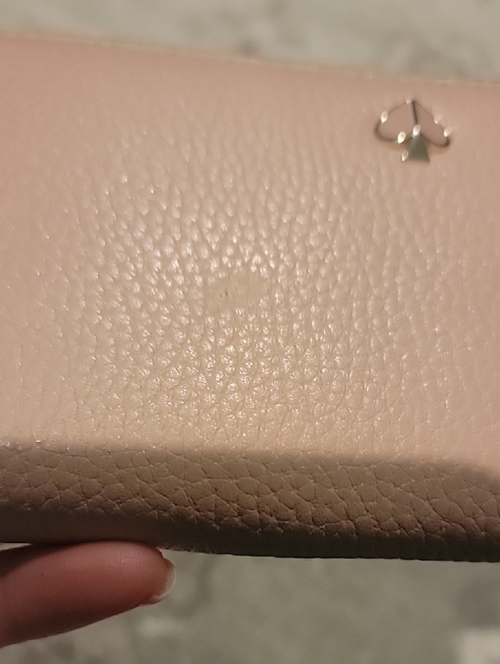 kate spade Pebbled Leather Zip Wallet in Blush Pink with Pink And Gold Spade - Picture 5 of 17